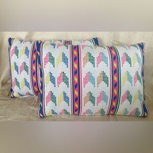 NWT - Pair World Market multicolor Arrow Stripe Lumbar Pillows, Indoor/Outdoor